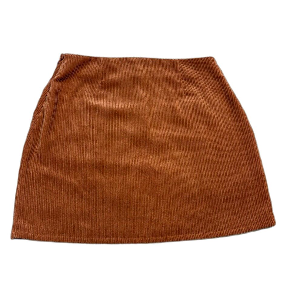 Altar-d-state Women's Size Medium Rust Brown Corduroy Front Slit Mini Skirt EUC - Picture 2 of 9